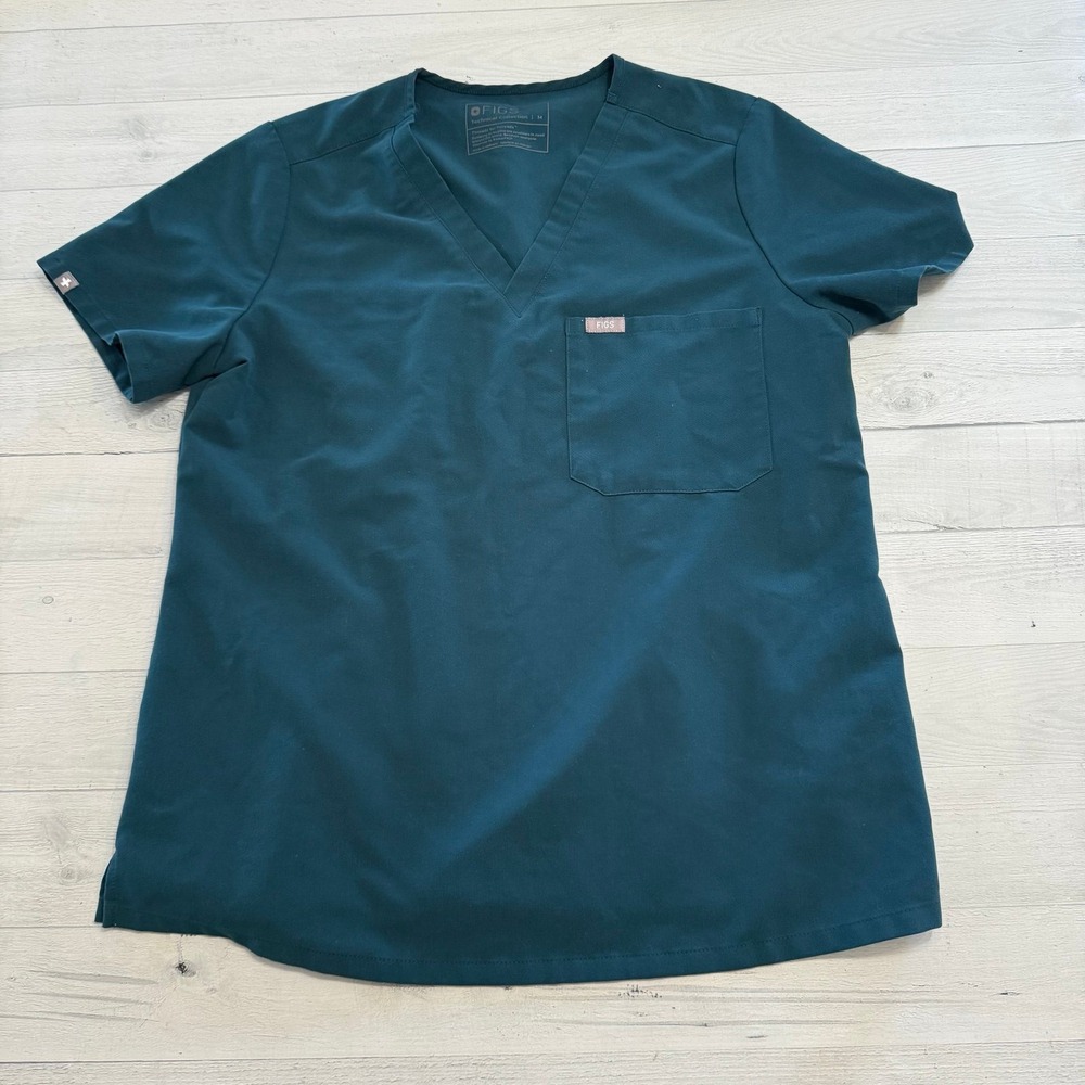 Figs Short Sleeve Top in Caribbean Blue